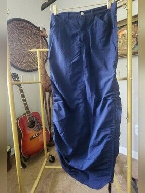 Vtg Y2K Blue Asphalt Parachute Skirt Raunched Sides Size 5